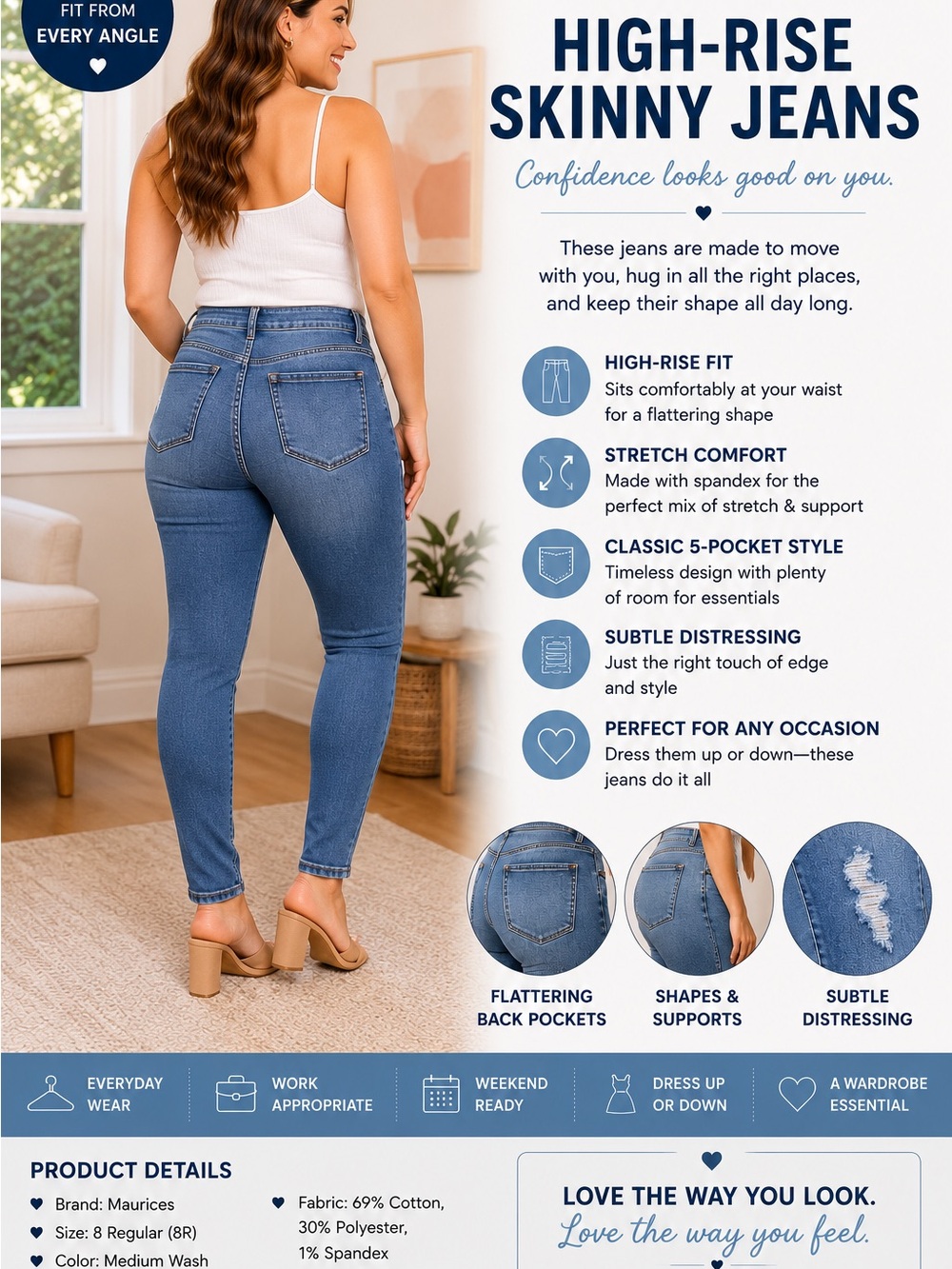 Maurices High-Rise Skinny Jeans - Blue - Picture 2 of 2